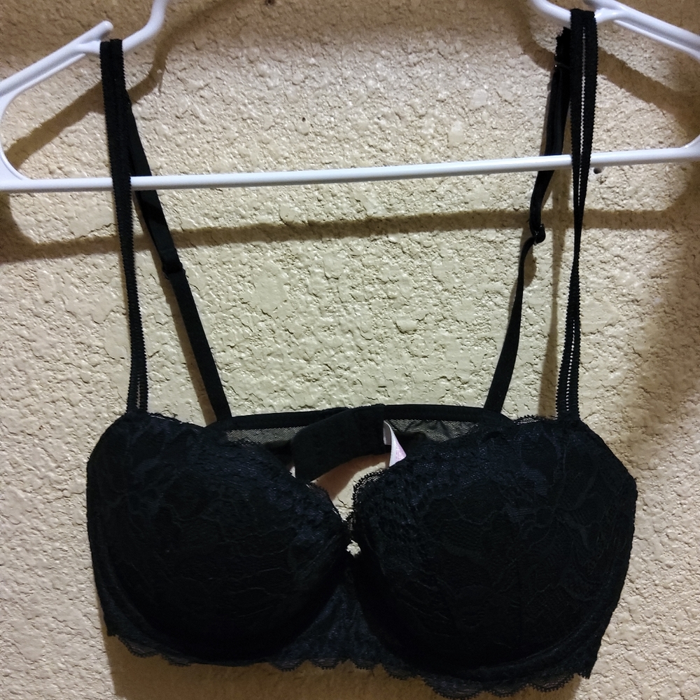 SOLD Pink 32C Black SexyBra